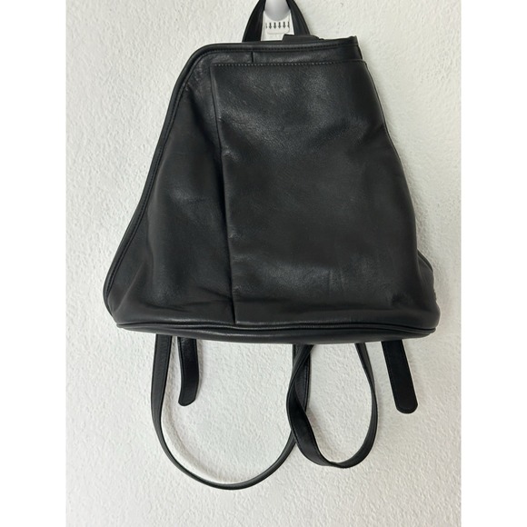 Tignanello Black Leather Small‎ Backpack Travel - Picture 1 of 12